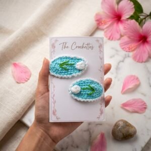 Handmade Crochet Floral Snap Hair Clips (Set of 2) | Cute Aesthetic Hair Accessories